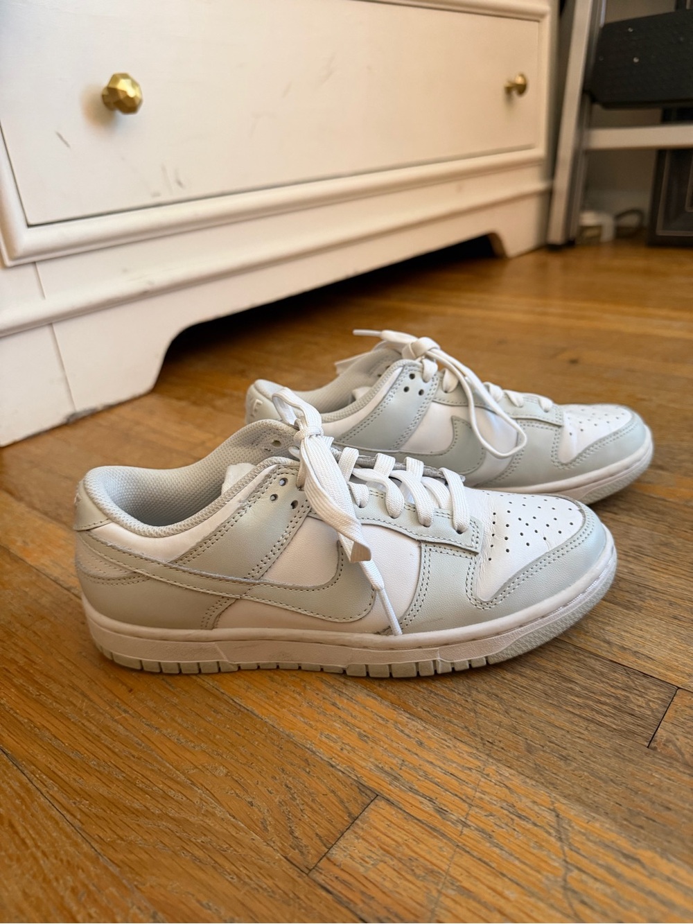 Nike White and Light Gray Low-Top Sneakers